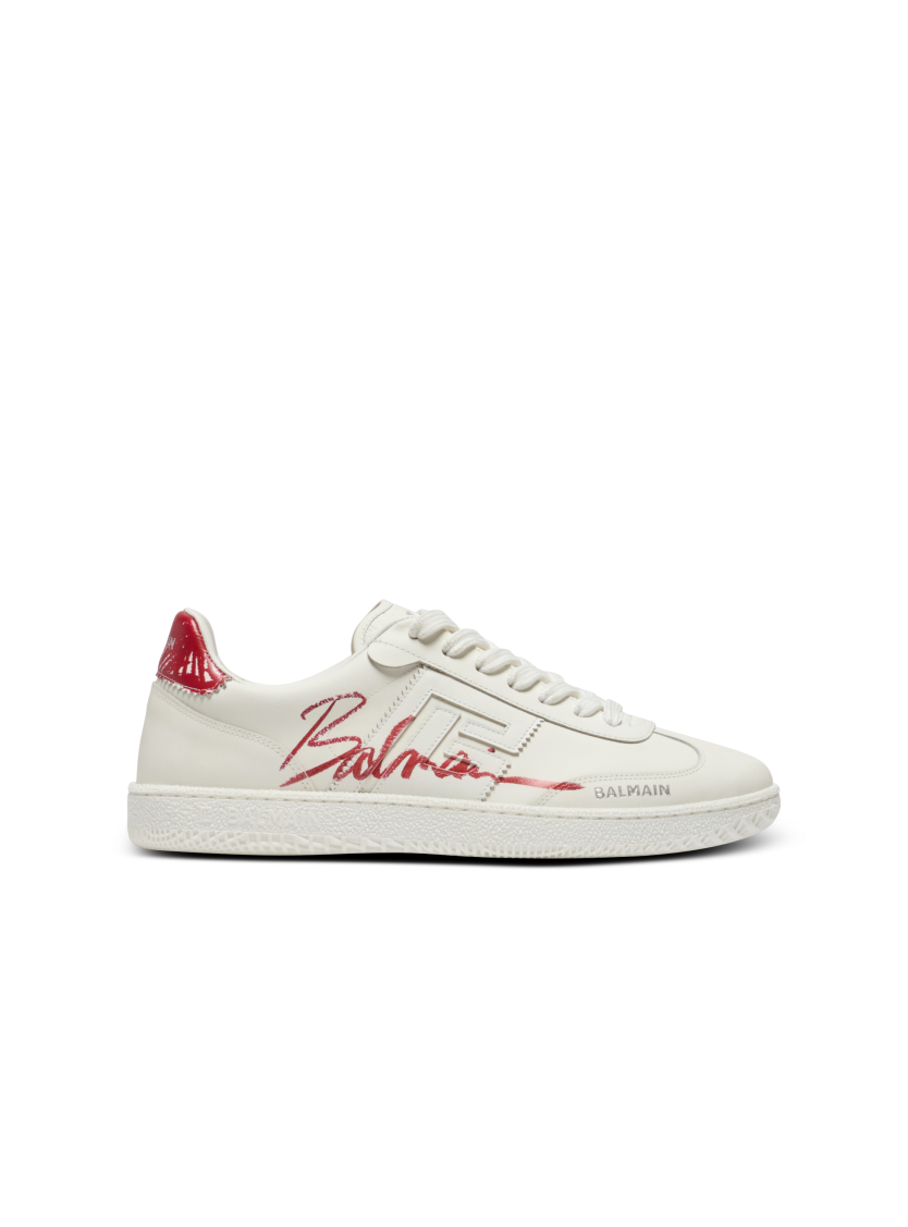 Leather Balmain Swan Lipstick trainers