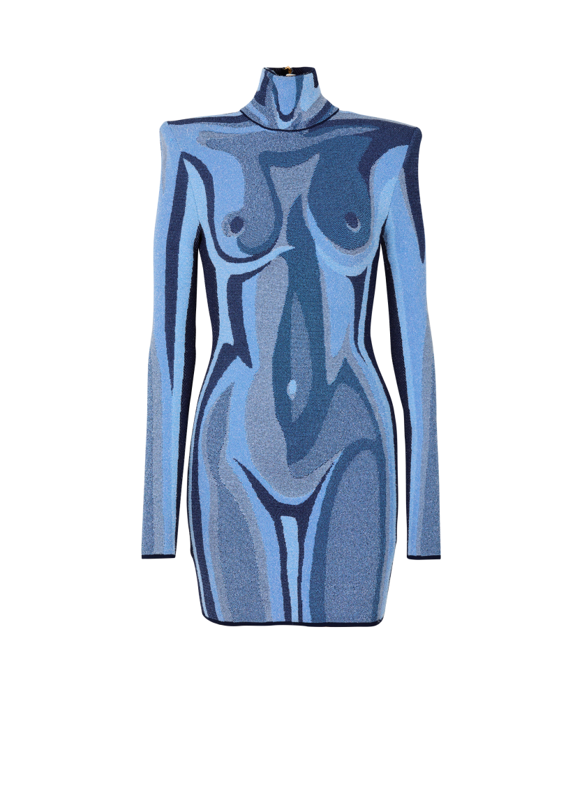 Jacquard knit dress with body motif