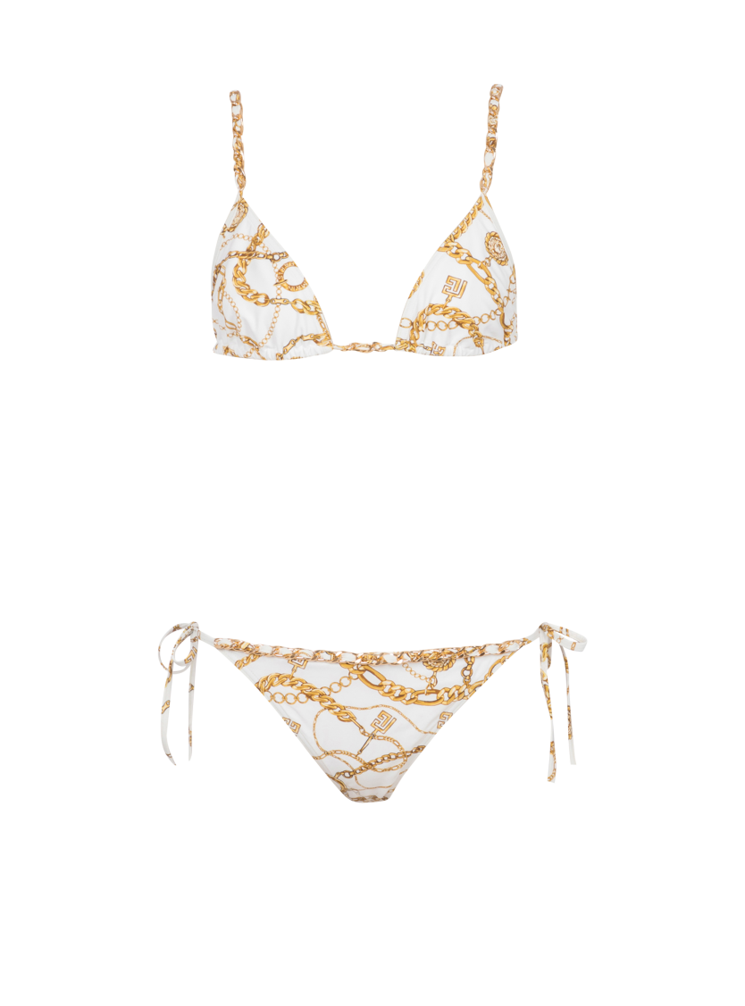 Chaînes pattern printed two-piece swimsuit