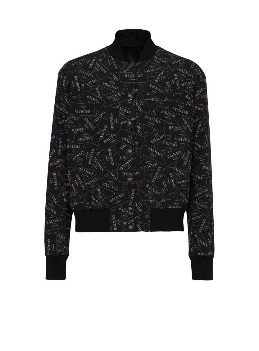 Printed Balmain label bomber jacket