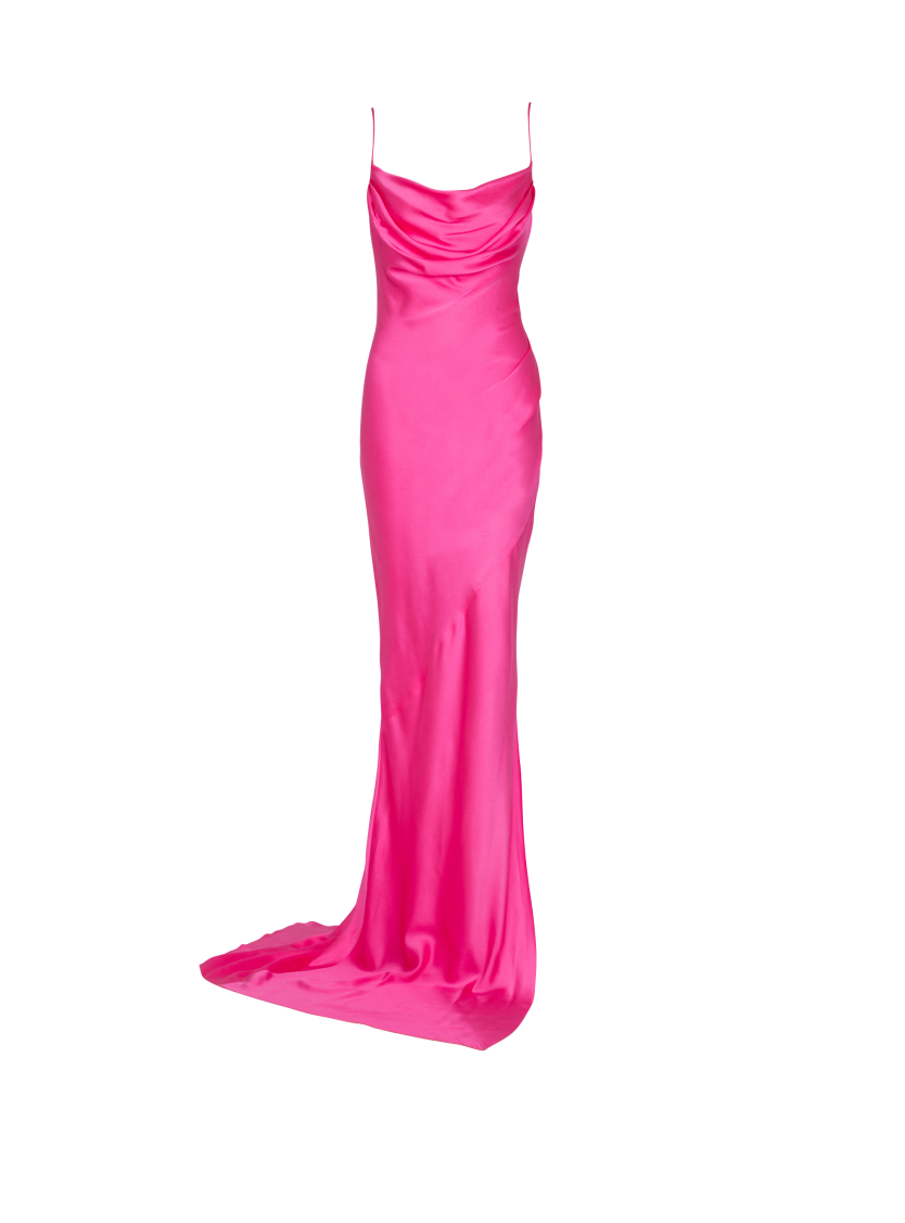 Draped satin slit dress