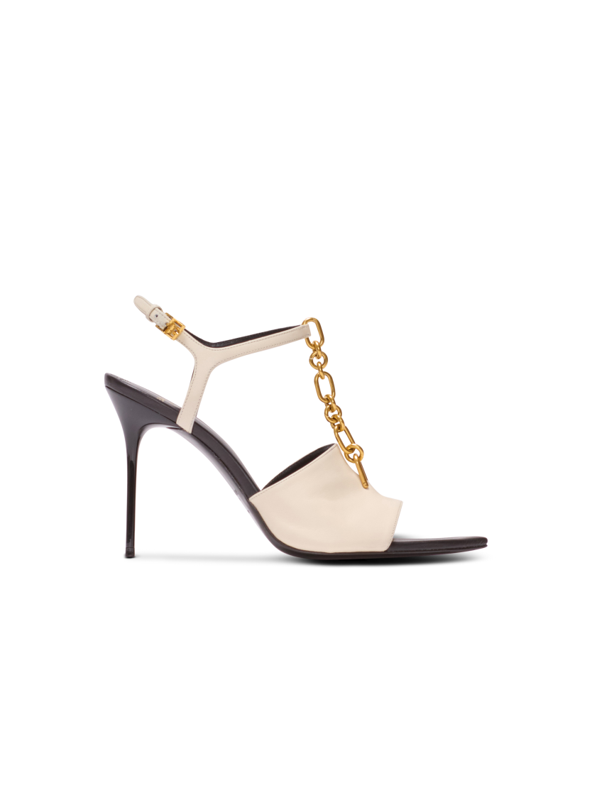 Sync leather sandals with heel