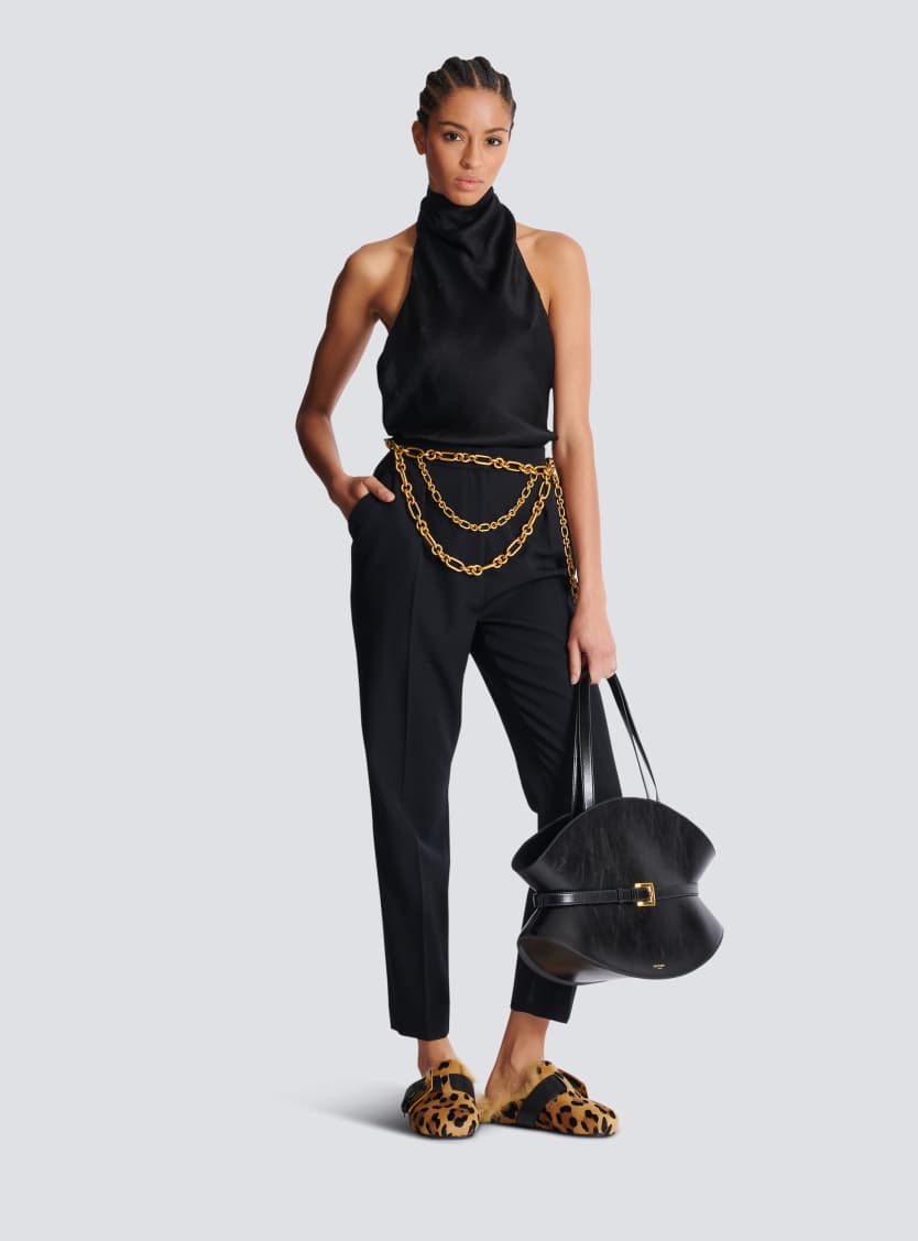 Backless crepe satin top