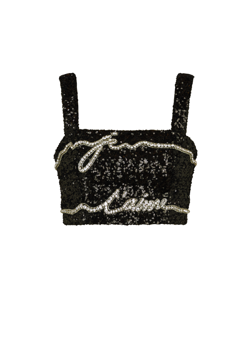 Cropped top with "Love Letter" embroidery
