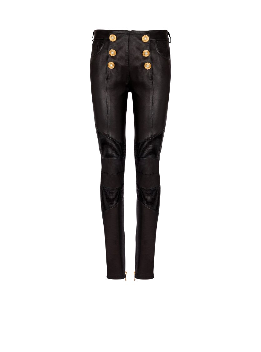 Lambskin slim-fit biker trousers
