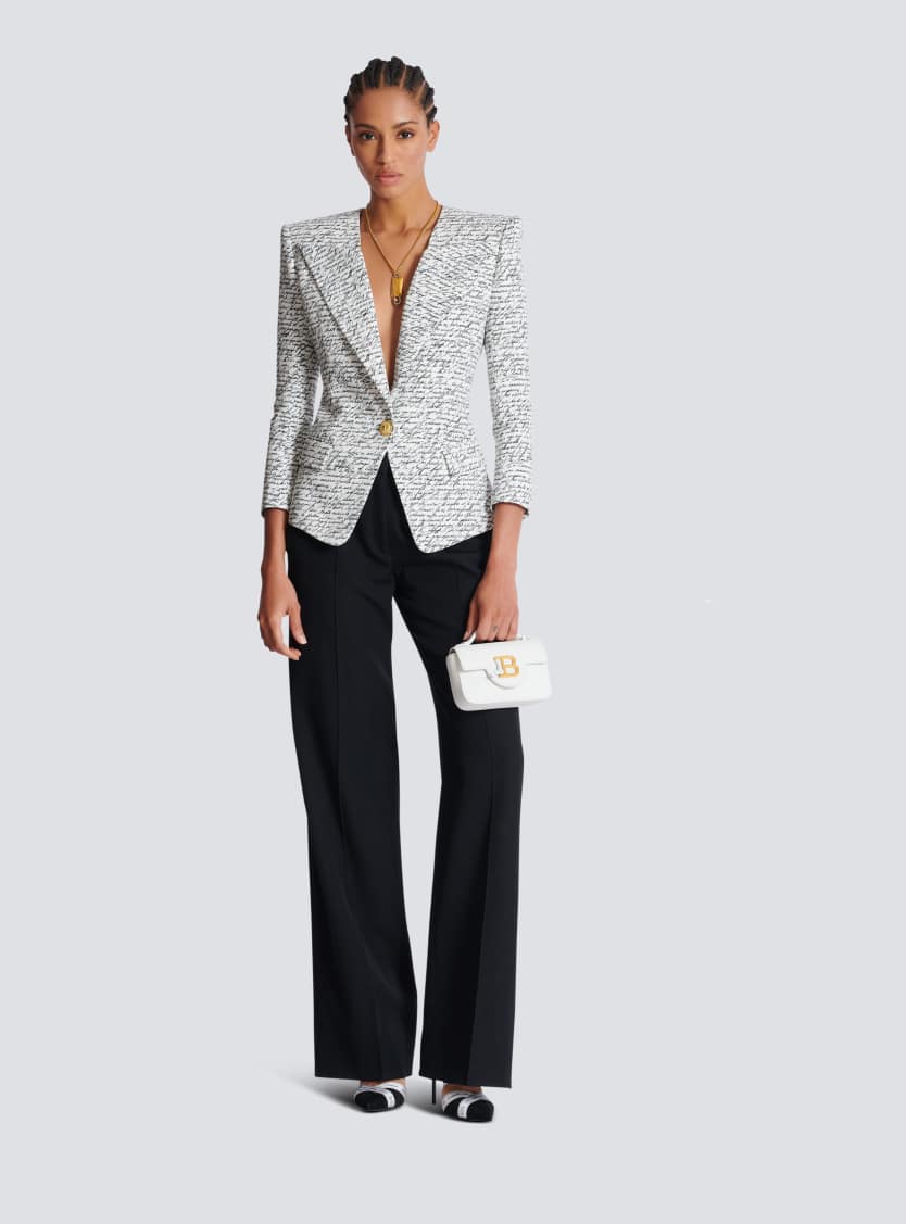 1-button jacket with "Love Letter" print