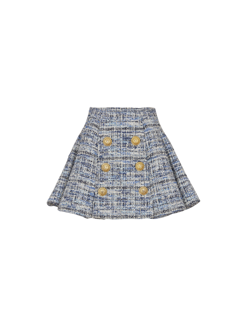 Pleated flared tweed skirt