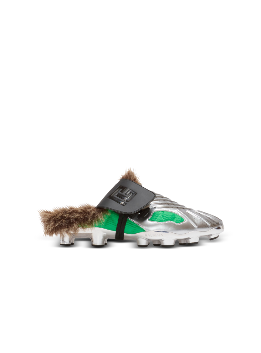 Half Time faux fur-lined mules with technical fabrics
