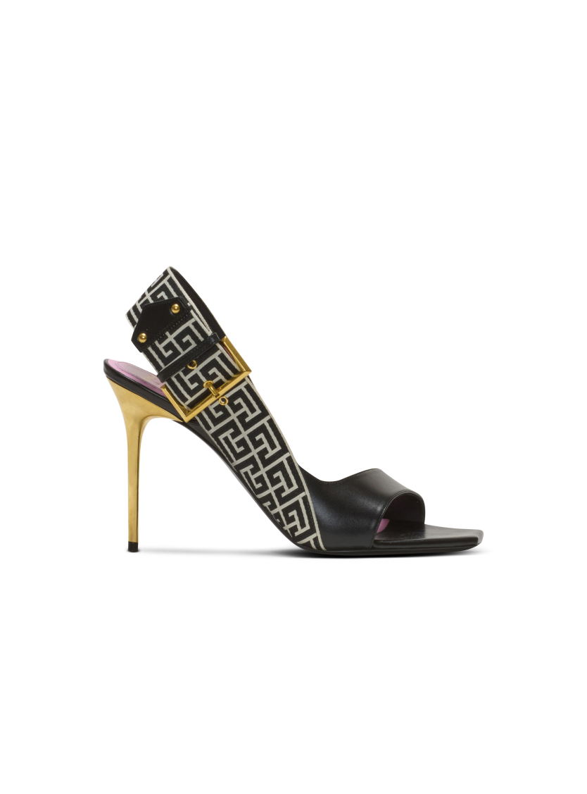 Ruby sandals in calfskin and PB Labyrinth canvas