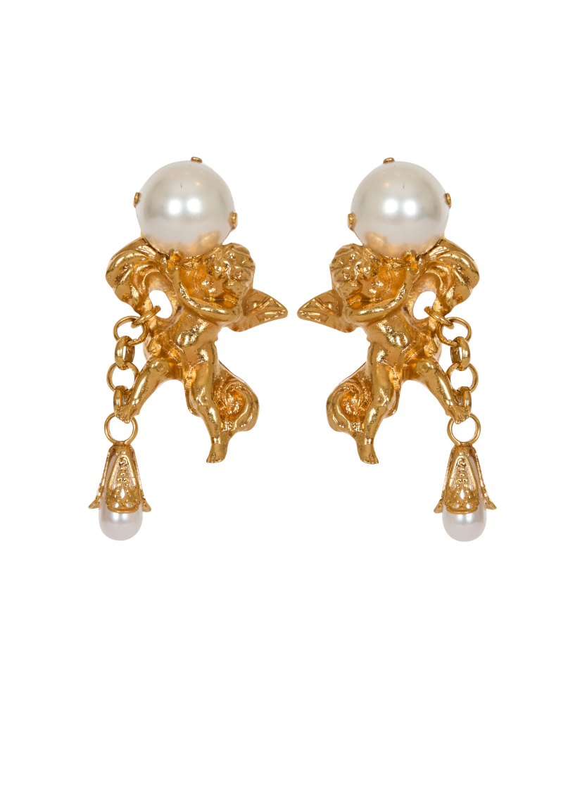 Anges baroque brass earrings