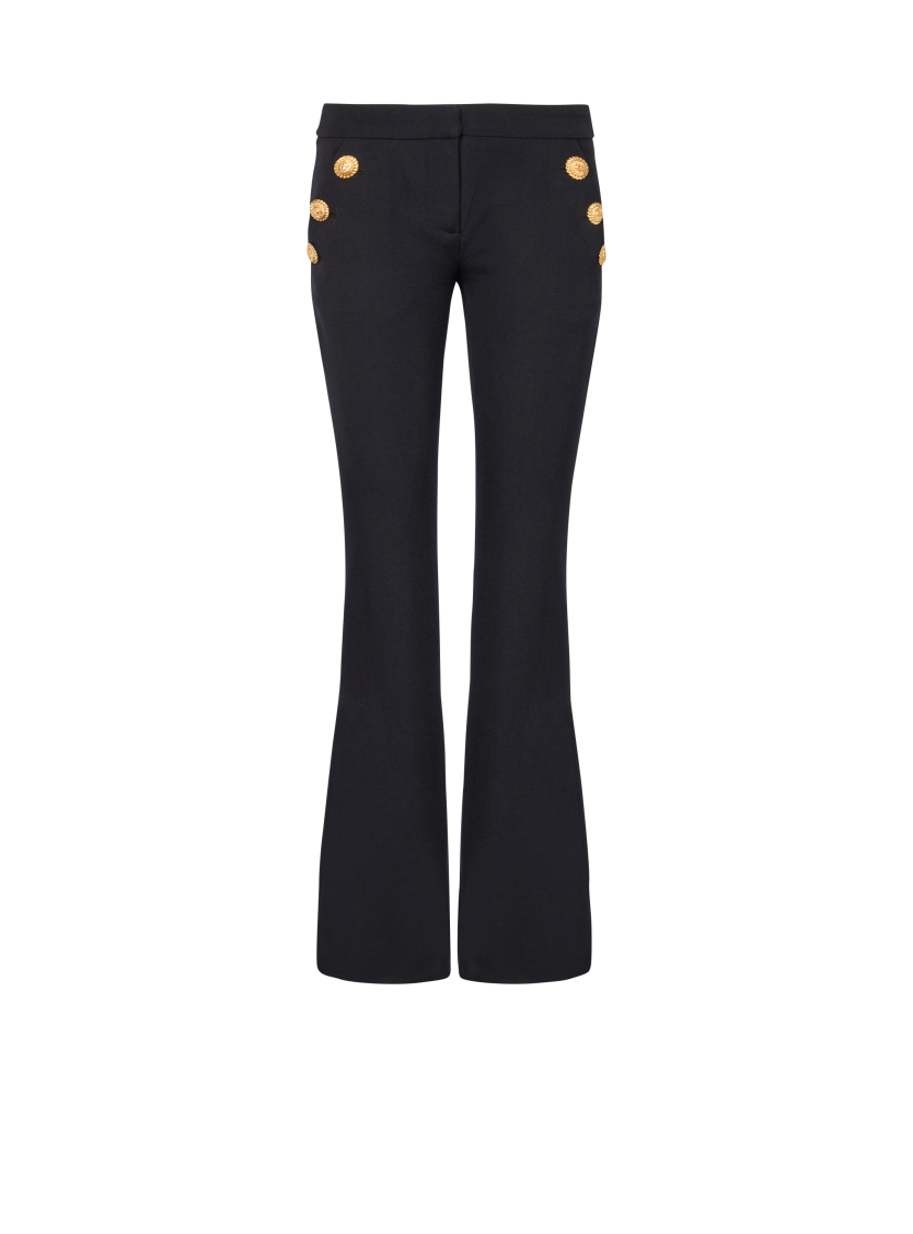 Flared trousers with buttons