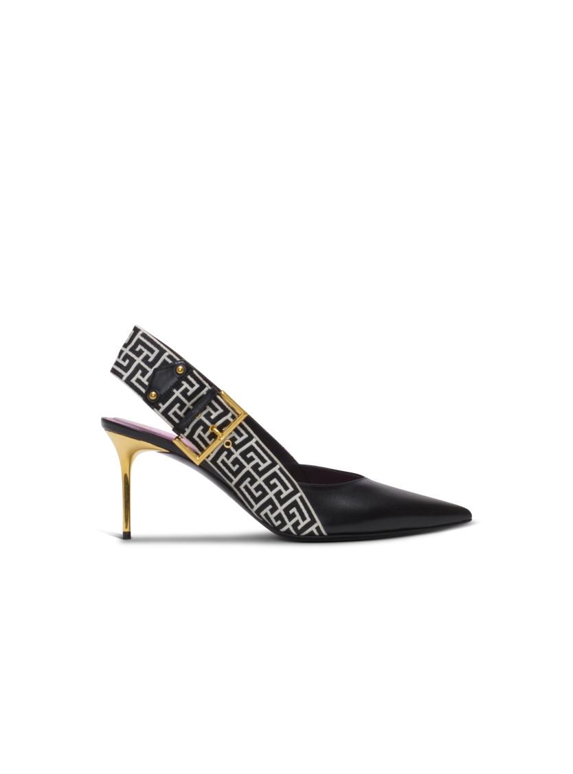 Ruby slingbacks in calfskin and monogrammed