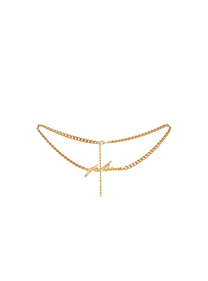 "Je t'aime" brass chain belt