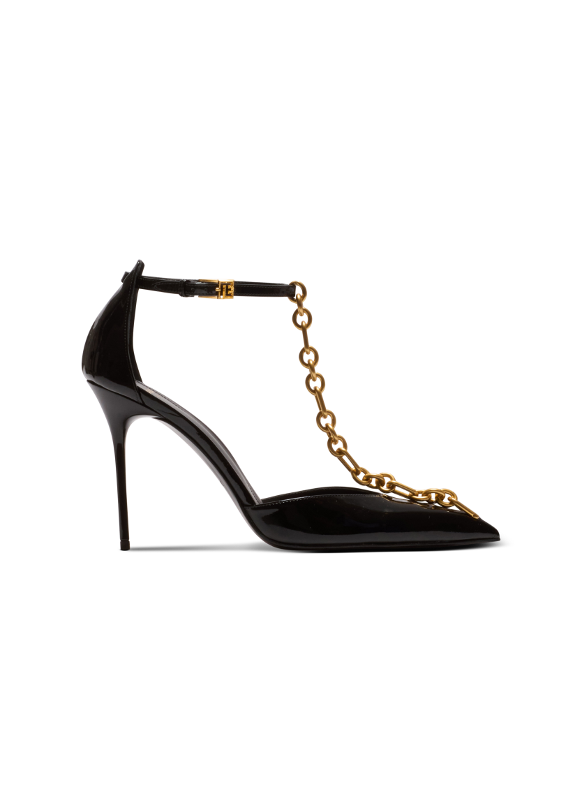 Sync patent leather stilettos with pointed toe