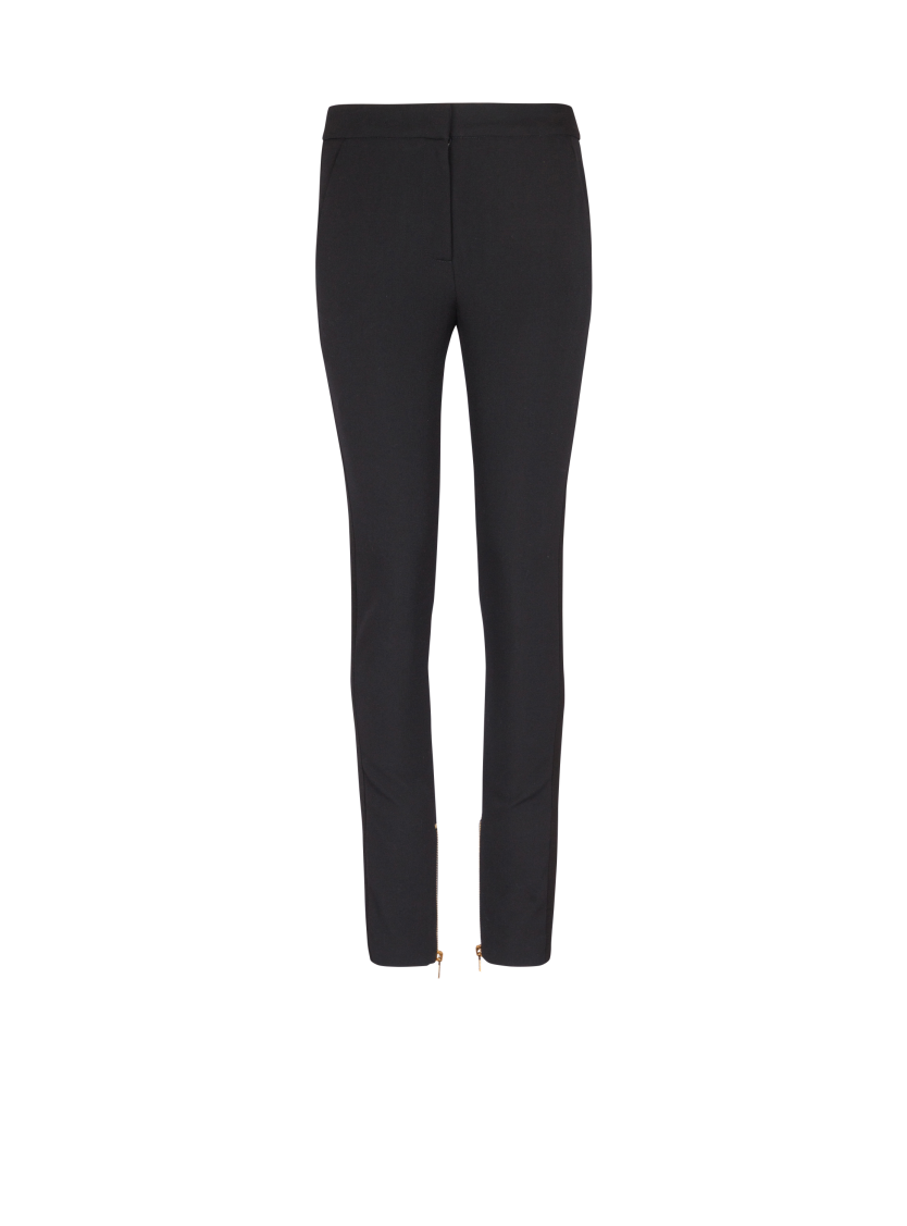 Zipped slim-fit grain de poudre trousers