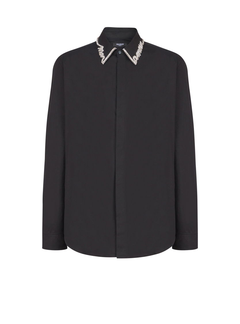 Poplin shirt with embroidered "Love Letter" collar