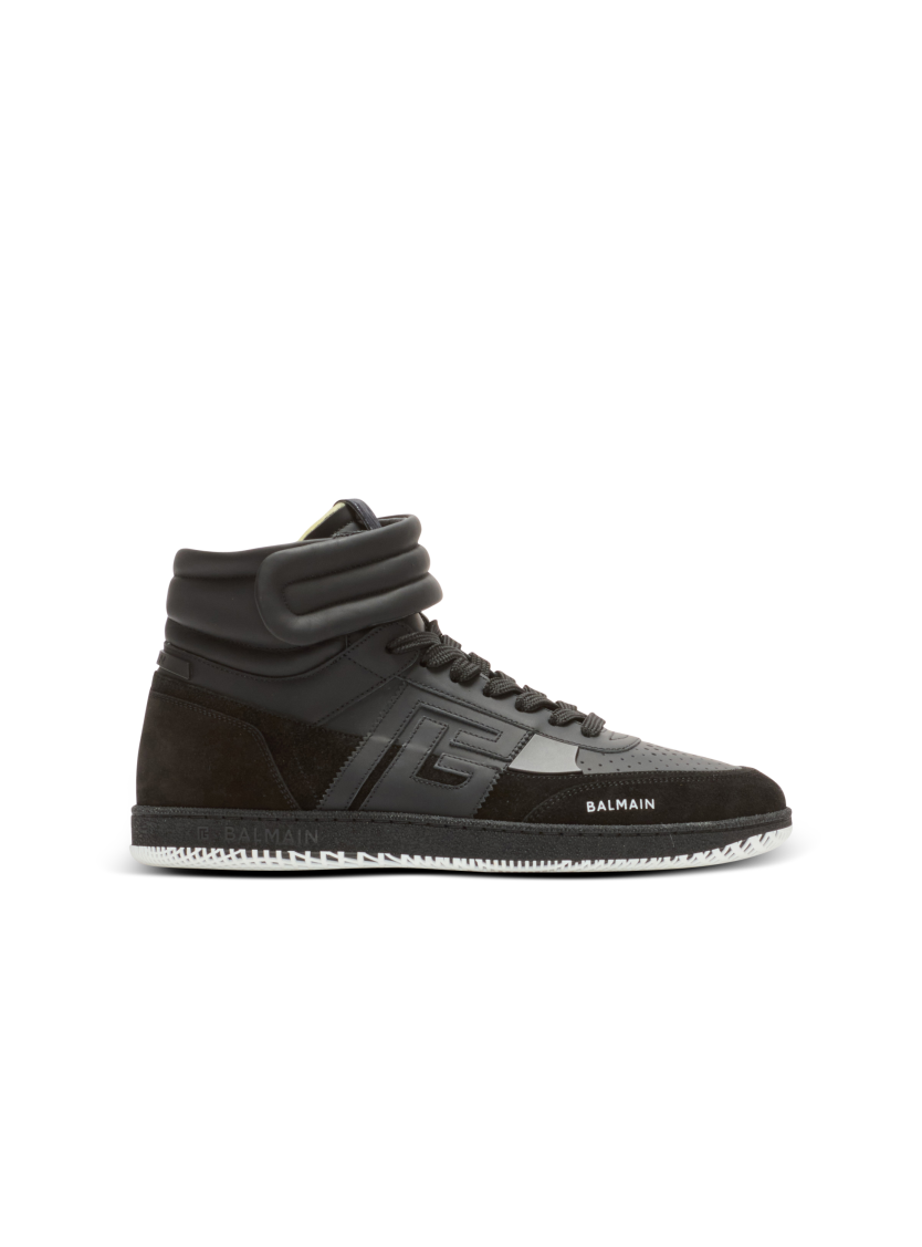 Balmain Swan Mid-Top trainers in calfskin and suede