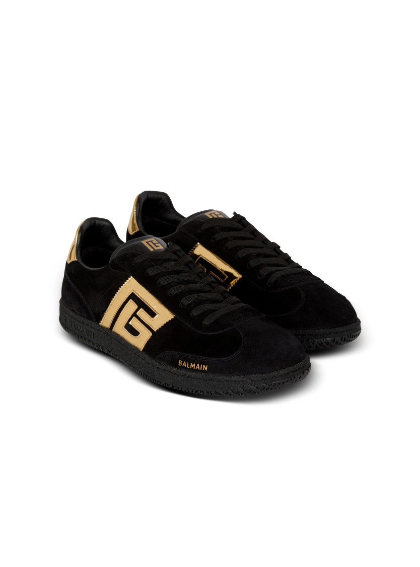 Balmain Swan suede and patent leather sneakers