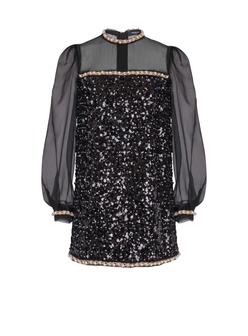 Chiffon and beaded sequin dress