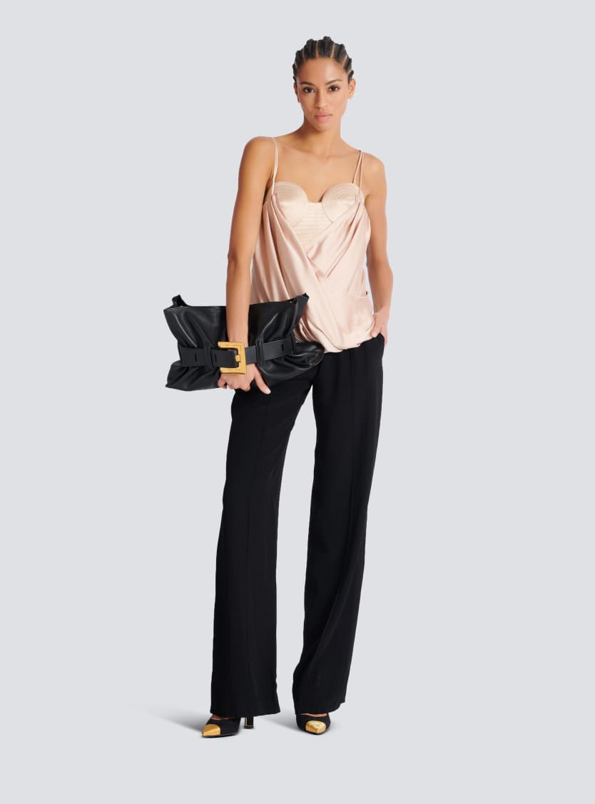Strappy satin bustier top