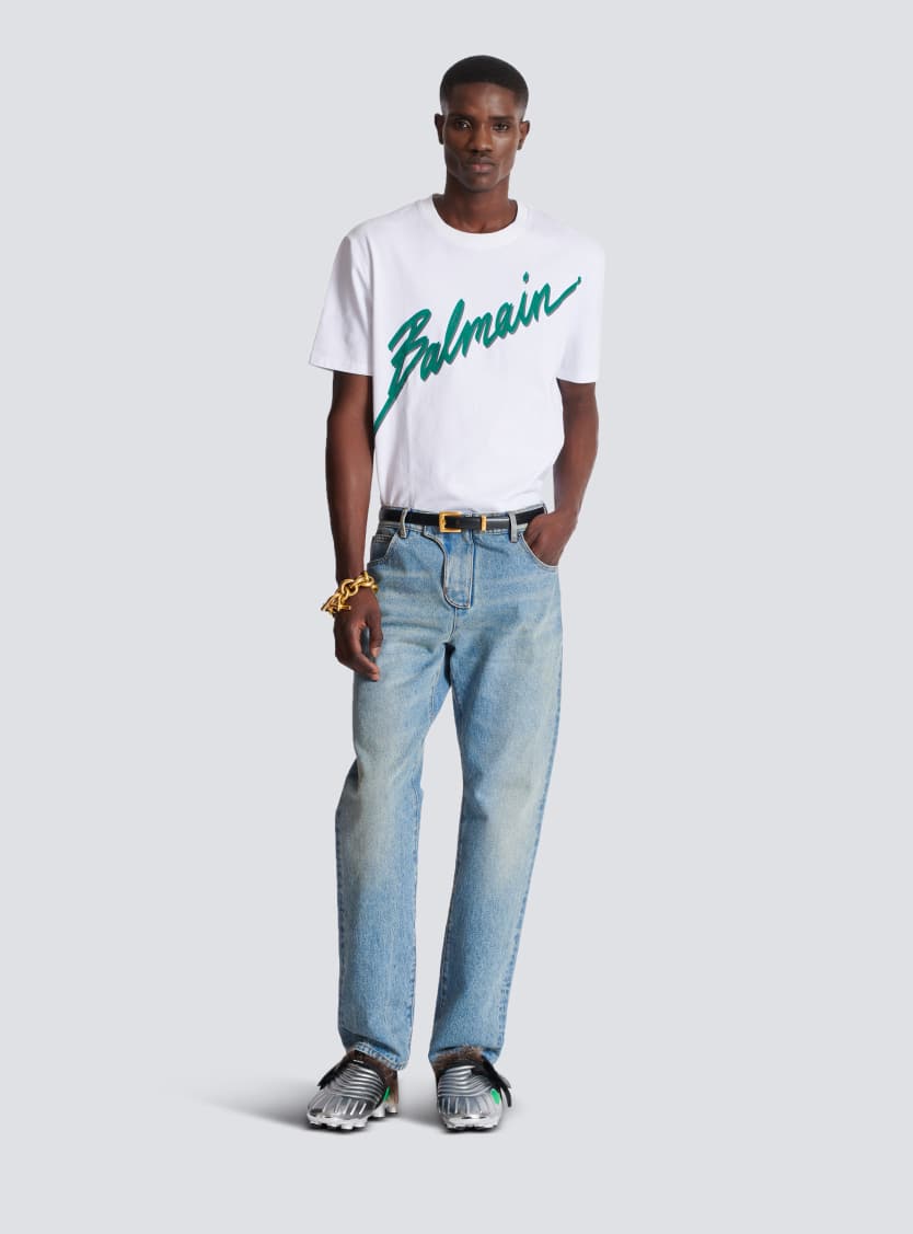 Balmain Lettre flocked T-shirt