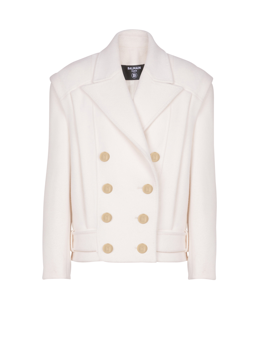 Cropped cashmere reefer jacket