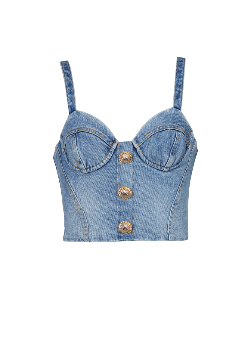Denim top with thin straps