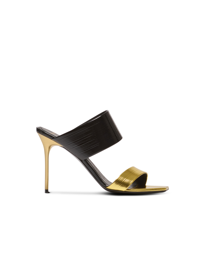 PB mules in striped leather