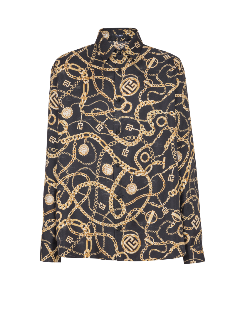 Printed silk shirt with Chaînes pattern