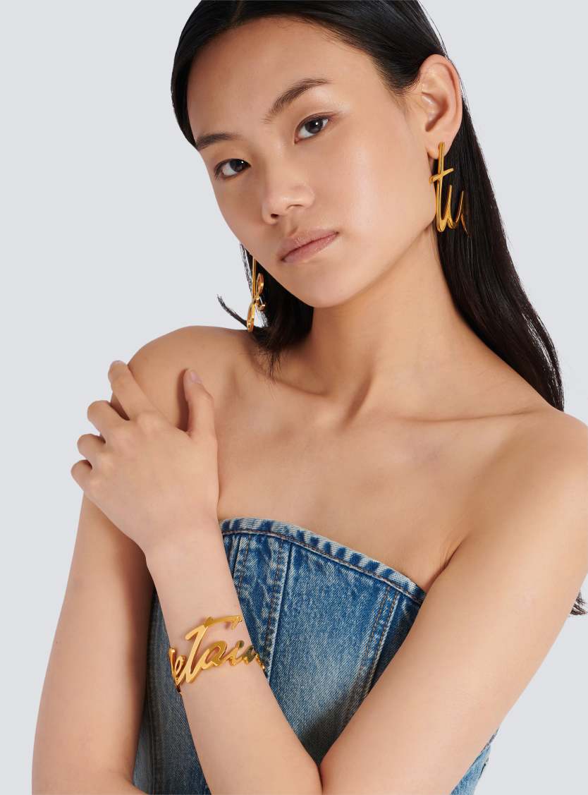 "Je t'aime" brass bracelet