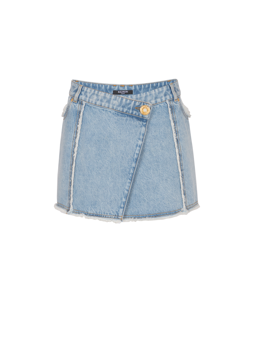 Asymmetric denim skirt