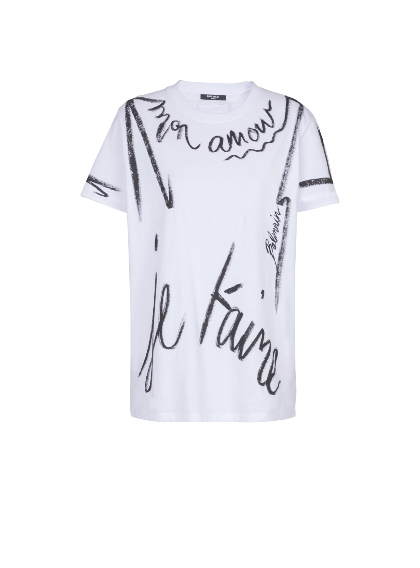 Short-sleeved T-shirt with "Je t'aime" print