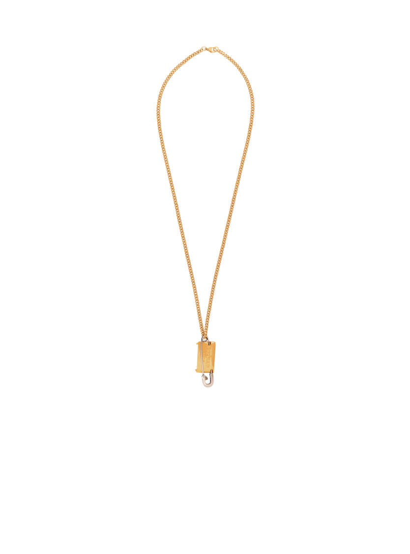 Brass safety pin necklace