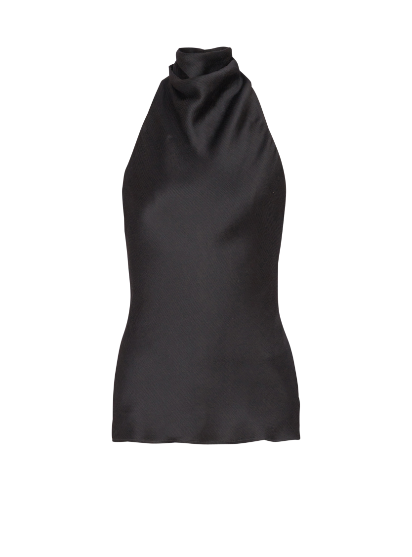 Backless crepe satin top