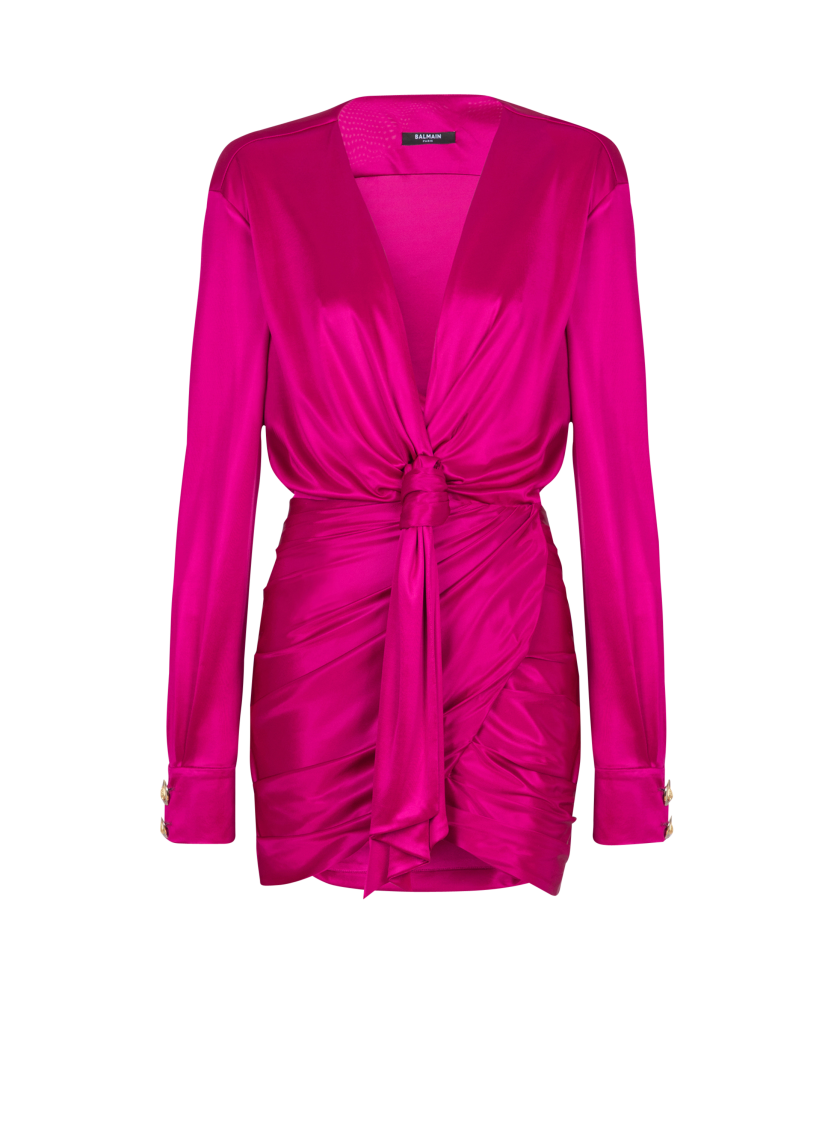 Short draped interlock jersey dress