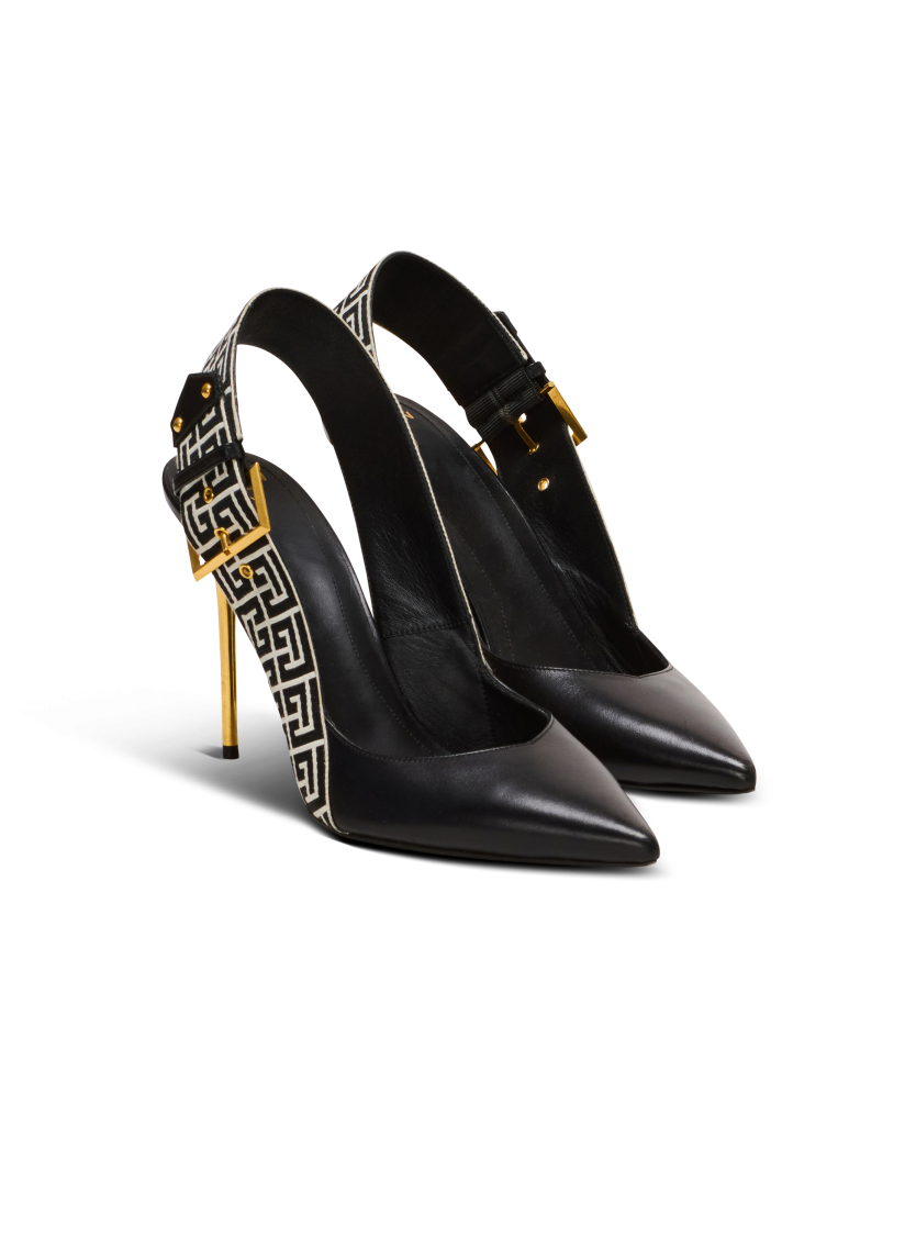 Ruby slingbacks in calfskin and monogrammed