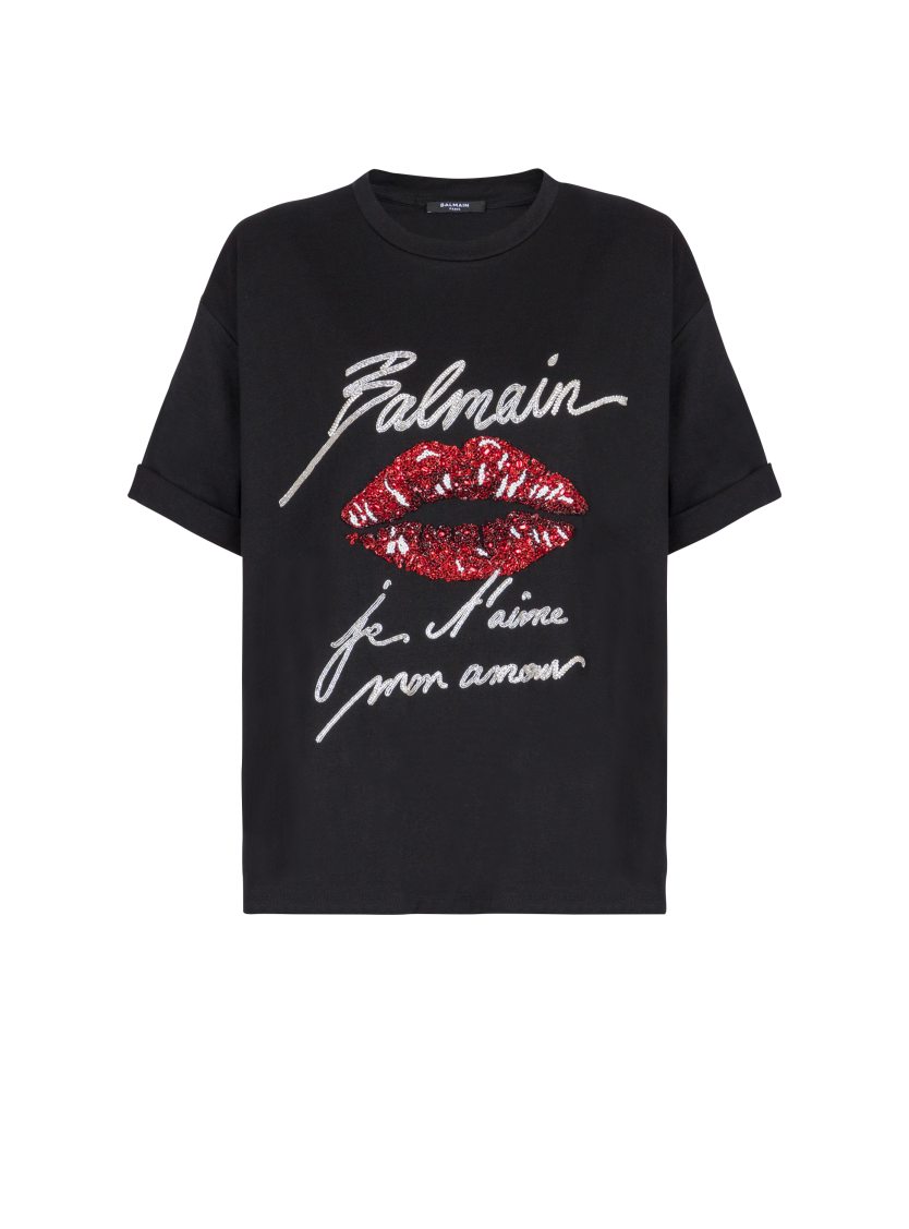 Short-sleeved T-shirt with Kiss embroidery
