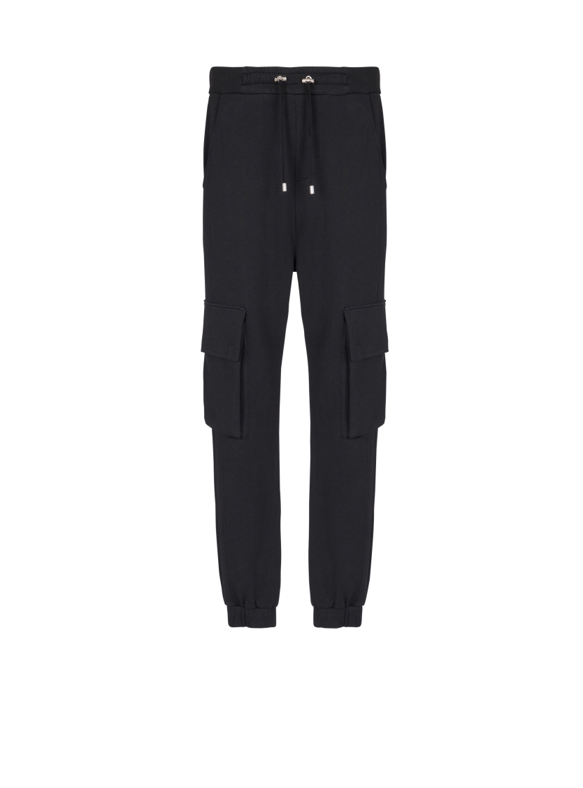Cargo joggers with Balmain Paris print