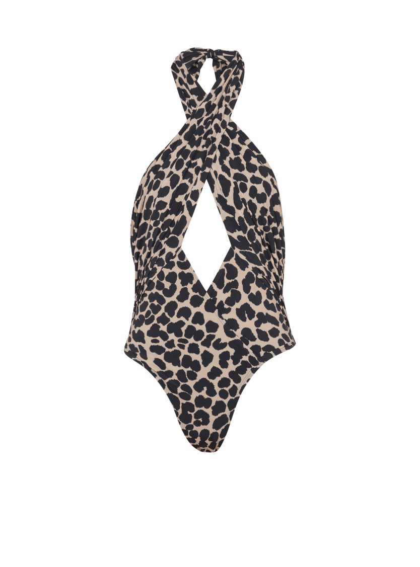 One-piece leopard pattern swimsuit