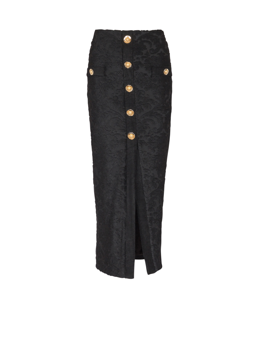 Baroque pattern midi skirt