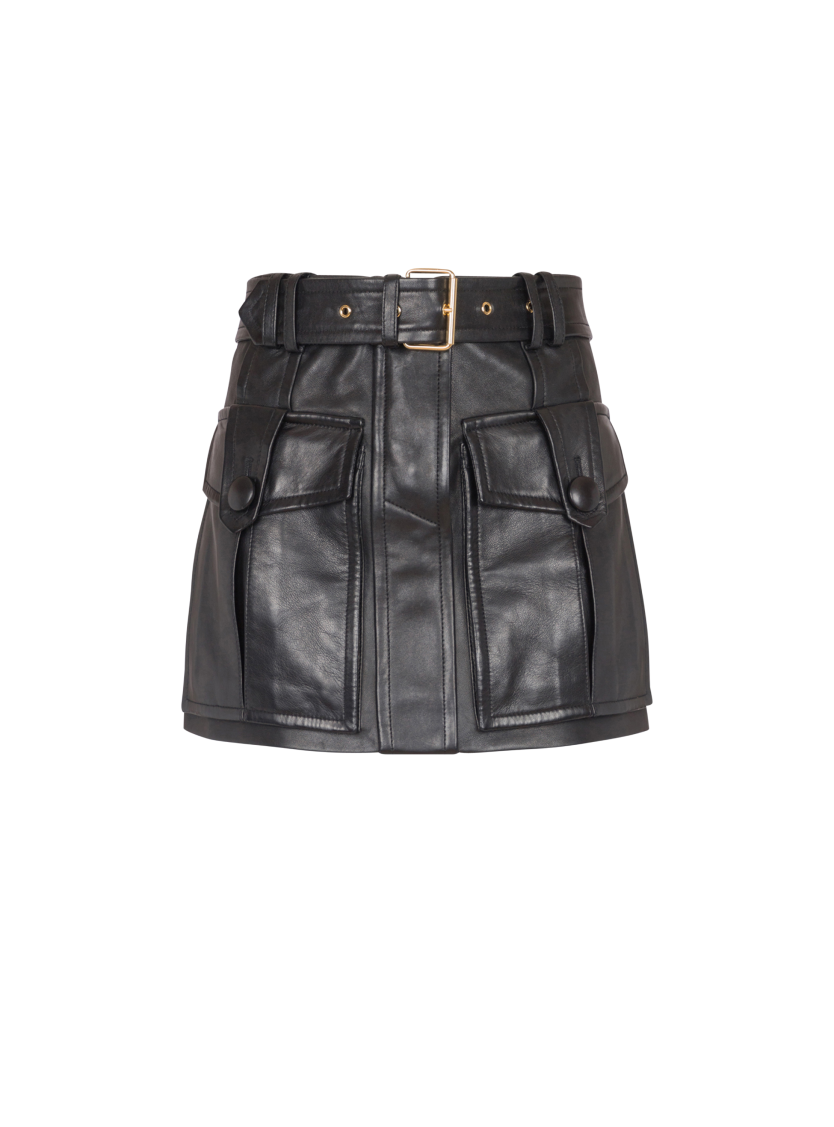 Short lambskin skirt