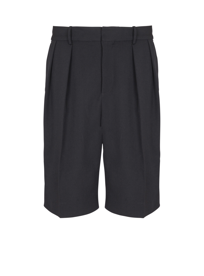 Grain de poudre pleated Bermuda shorts