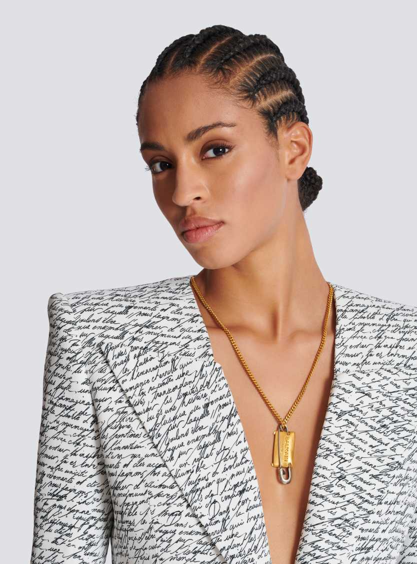 Brass safety pin necklace