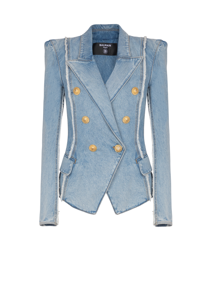 6-button tailored denim jacket
