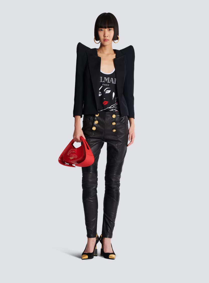Flocked relaxed tank top with Balmain Beauty print