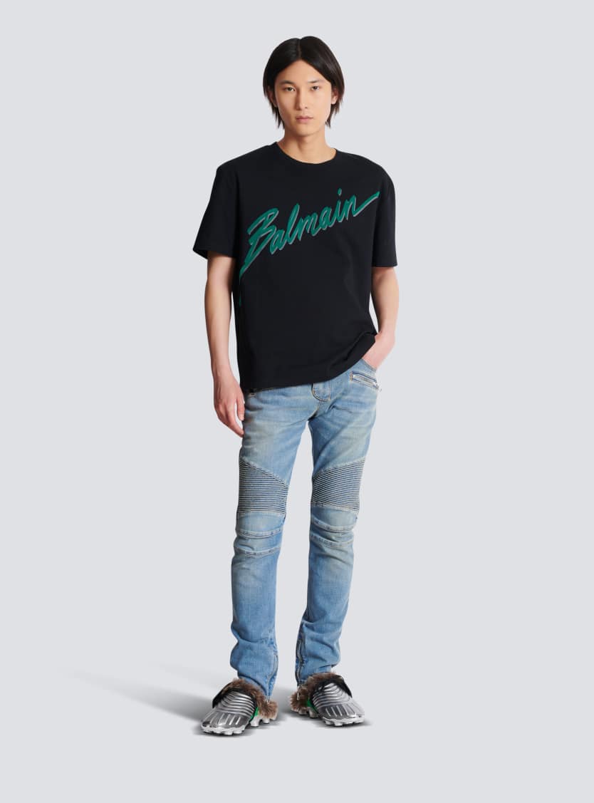 Balmain Lettre flocked T-shirt