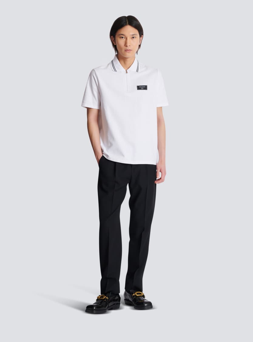 Monogrammed polo shirt with Balmain Couture label