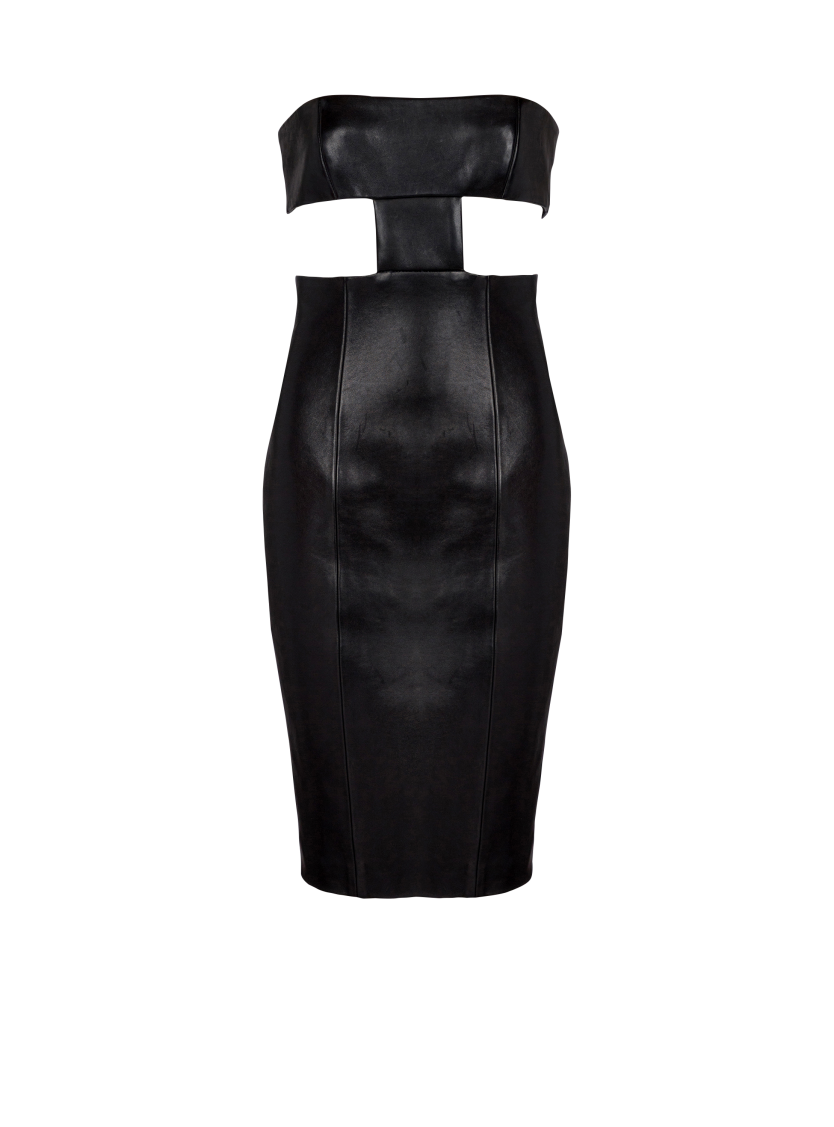 Strapless lambskin dress
