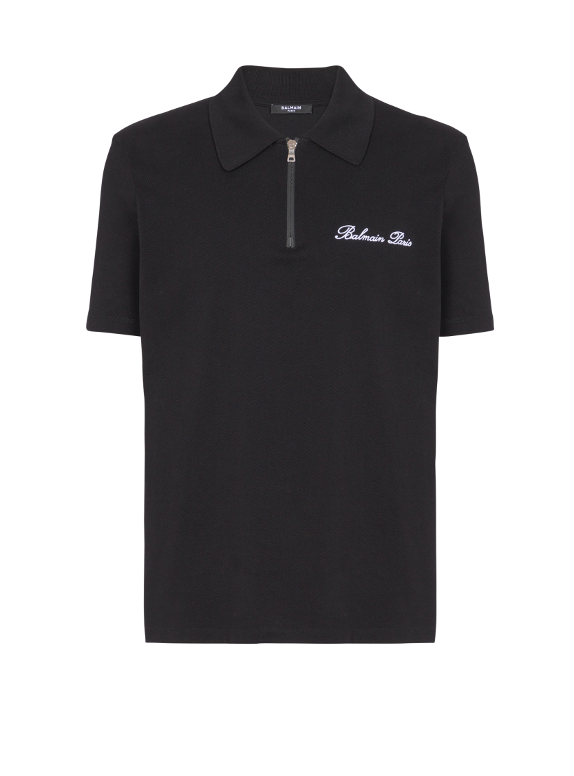 Short-sleeved polo shirt with embroidery