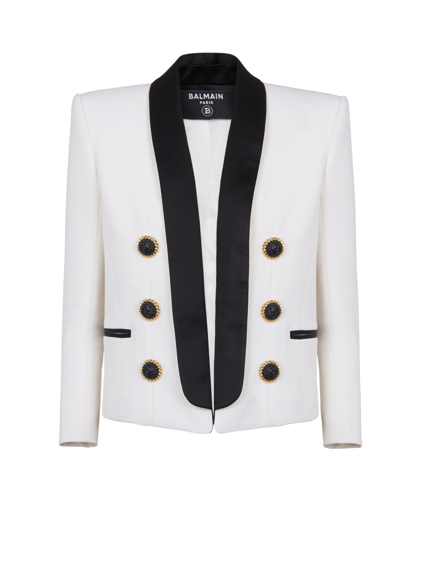 Two-tone edge-to-edge jacket with 6 buttons